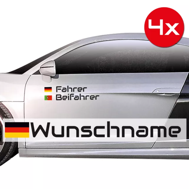 4er Set Länderfahne + Wunschname Aufkleber Farbauswahl Folie Sticker Auto