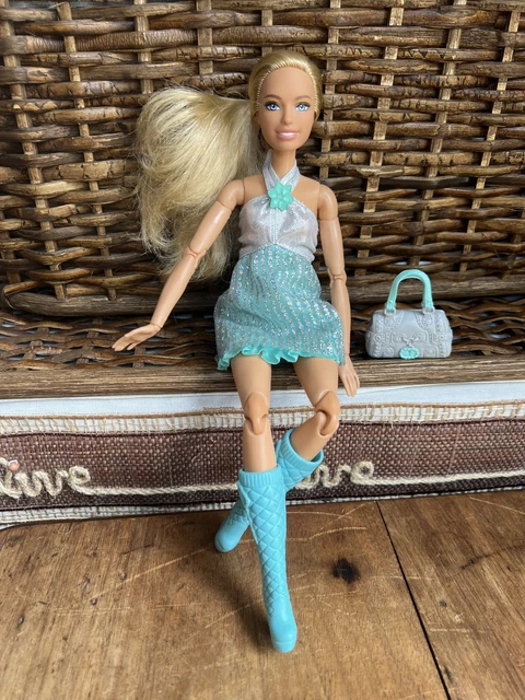 BARBIE MADE TO Move Body Blond Head Doll- Blue Dress/Boots