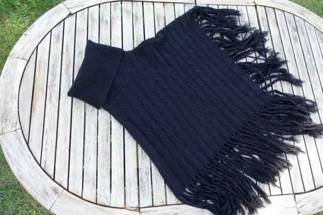 poncho col roulé noir femme en lainage JENNIFER taille unique