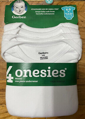 Gerber Baby Unisex White Short Sleeve Onesies One Piece Underwear 6-9 M 4 Pack