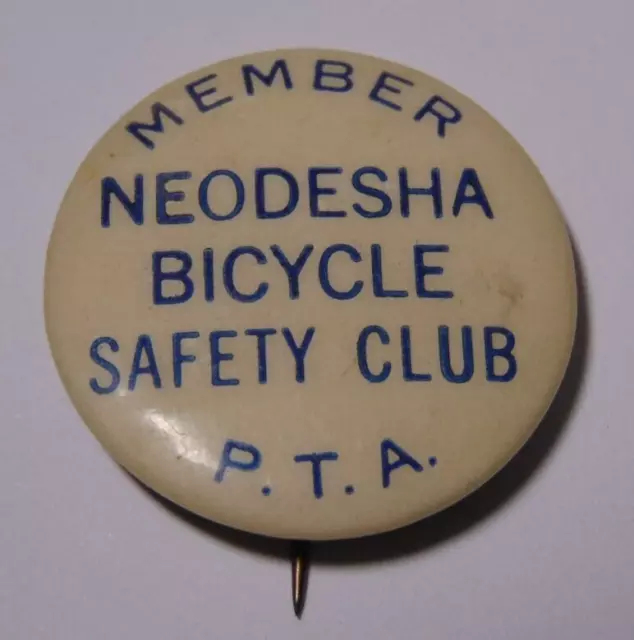1930s Vintage Neodesha Kansas Bicycle Safety Club Advertising Pin Pinback Button