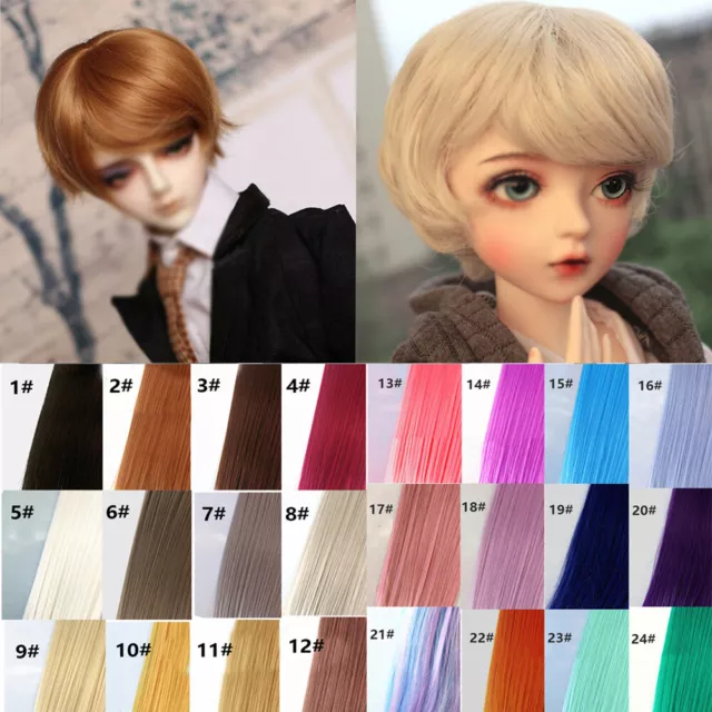 Dolls Wigs Accessories Soft Short Hair for 1/3 1/6 1/8 BJD Doll Replacement DIY