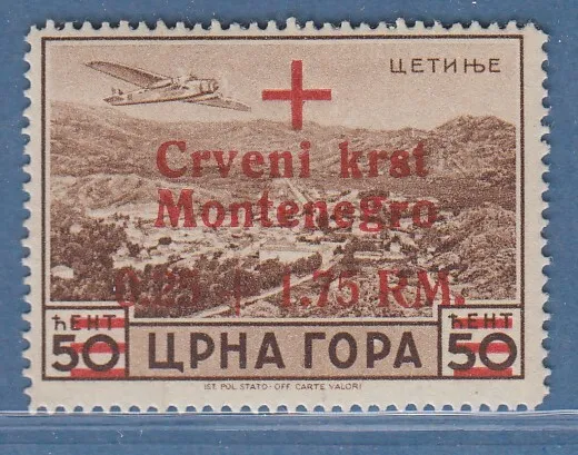 Dt. Besetzung 2.WK Montenegro Rotes Kreuz Mi.-Nr. 33 ** gepr. Brunel BPP