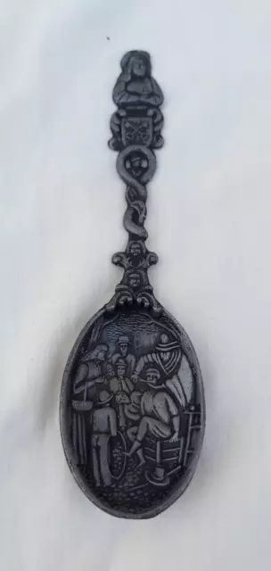 Antique Vintage German Pewter Spoon With Scene Called The Dentist