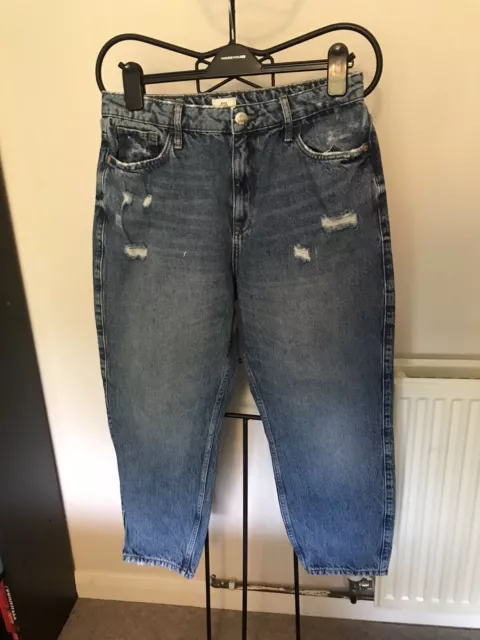 RIVER ISLAND LADIES Size 14w Distressed Blue Denim Jeans (32w/25L ...