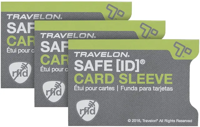 Safe Id Set of 3 RFID Blocking Sleeves, Gray, 3.4 X 2.3