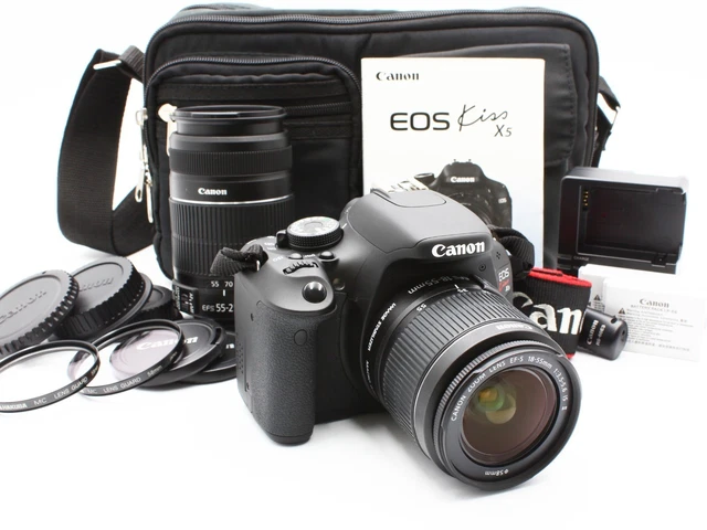 CANON EOS KISS X5 DSLR Camera 18-55mm 55-250mm EF-S Zoom Lens