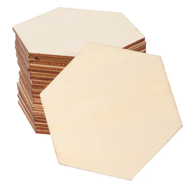 Unfinished Wood Pieces 25pcs Hexagon Blank Wood Slices Wooden Squares Cutouts