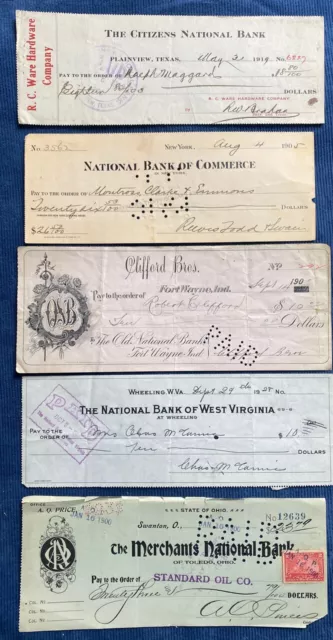 Historic Bank Cheques USA Documents 1900-1930s