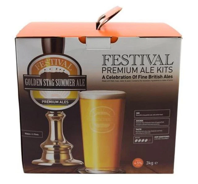 FESTIVAL 40 Pintas Golden Stag Verano Real Ale Artesanal Cerveza Casera Kit - 4.5% ABV