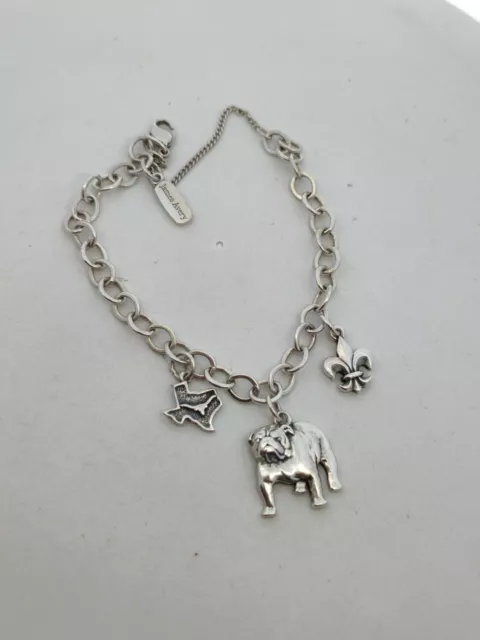 JAMES AVERY STERLING Silver Charm Bracelet w/ 3 Charms Safety Chain ...