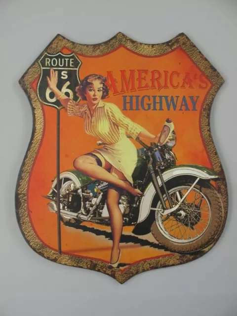 Route 66 Blechschild Wandschild Magnettafel Amerika USA H.50cm Antik-Stil