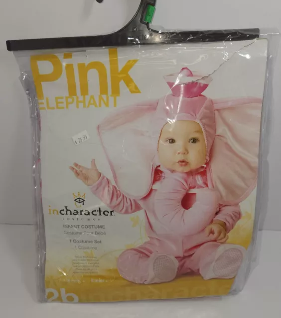 Pink Elephant Infant Baby Halloween Costume 6+ Month 2 Piece Hood Trunk Jumpsuit