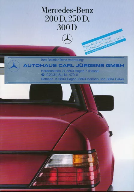 Mercedes 200D 250D 300D W124 Prospekt 1985 11/85 D brochure prospectus catalog