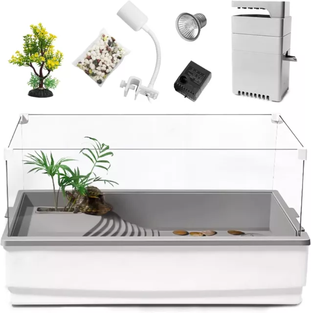 Acrylic Aquatic Tortoise Aquarium Starter Kit Turtle Tank Habitat
