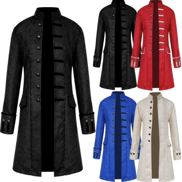 Halloween Retro Men Gothic Jacket Frock Coat Victorian Steampunk Coat Costume