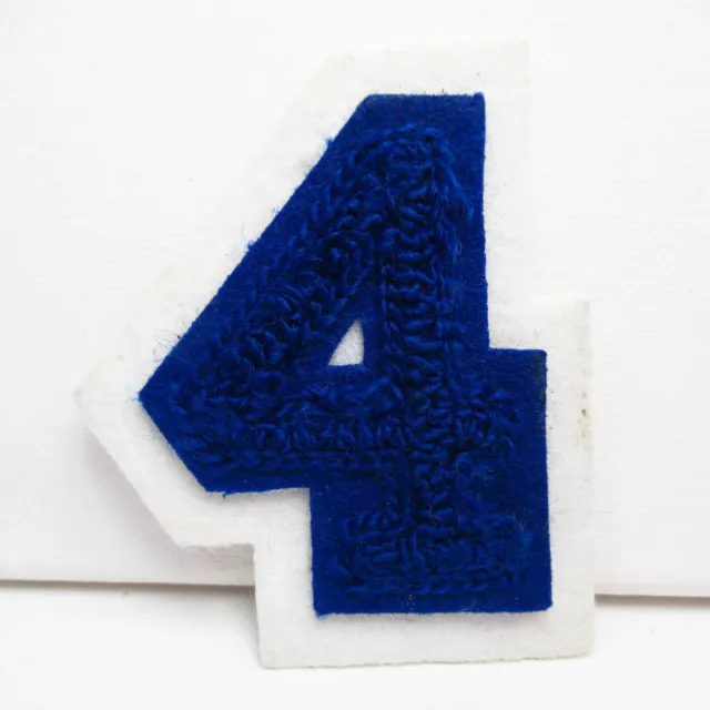 Number 4 - Letterman Jacket Patch - Chenille - Blue - Vintage Patch - Varsity