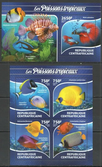 Zentralafrikanische Republik 2015 Michel 5355-5359 Block 1288 MNH Tropische Fish