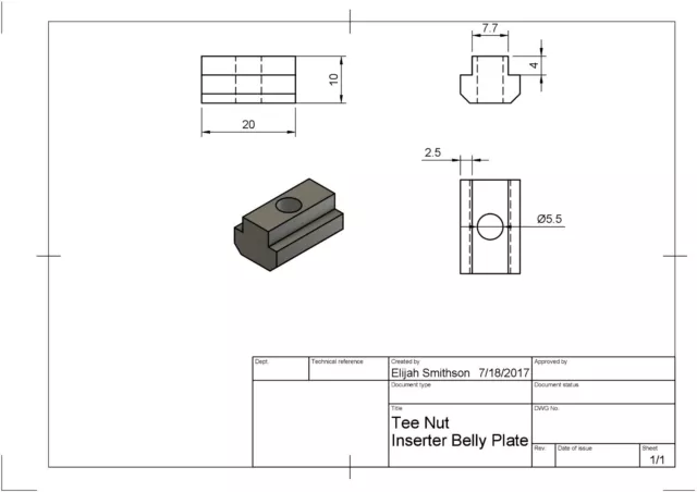 Écrou à thé pour insert de filament ABS imprimé en 3D plaque de ventre, non fileté. (10 pack)