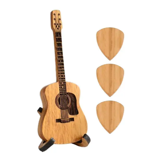 Wooden Acoustic Guitar Pick Box with Stand Portable Guitar Picks Storage U5 Z6H1