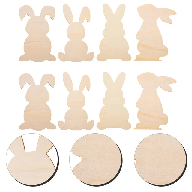 24 PCS COPEAUX De Bois En Forme Lapin Fournitures Décoration Fête Drapeau Blanc EUR 33,58