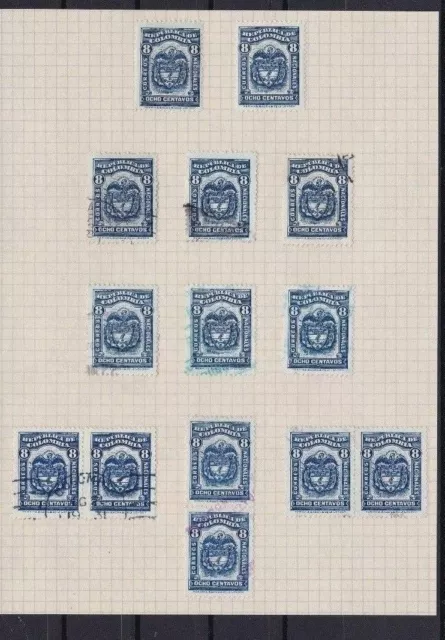 COLOMBIA 1917 8c ARMS  STAMPS STUDY   REF 5357