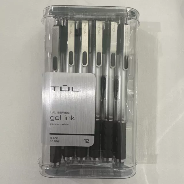 🌟TUL Retractable Gel Pens, Fine Point 0.5mm - Black Ink (12PK) FREE SHIP🌟