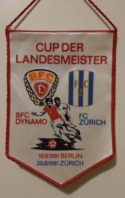 Cup der Landesmeister BFC Dynamo FC Zürich Wimpel DDR Fussball Oberliga 1981 rar