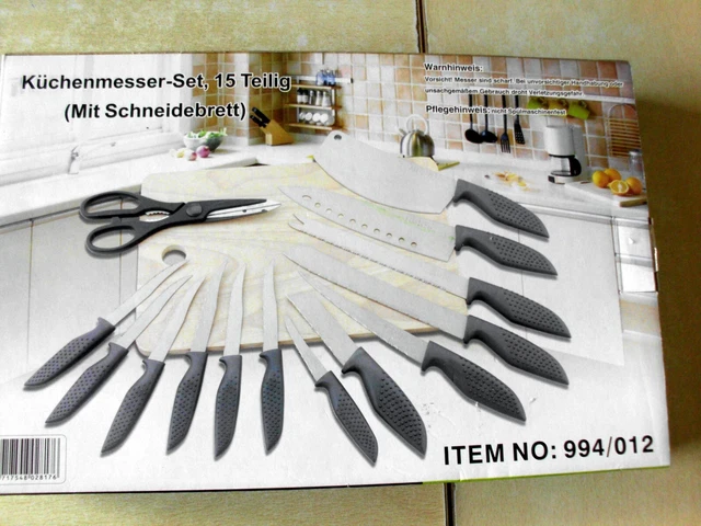 15 tlg. Küchen MesserSet, NEU, mit Schneidebrett und extra Schere