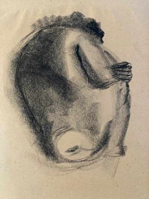 Dessin Original à L'encre De 1959 - Portrait D'homme à La Barbe, Style Art Déco