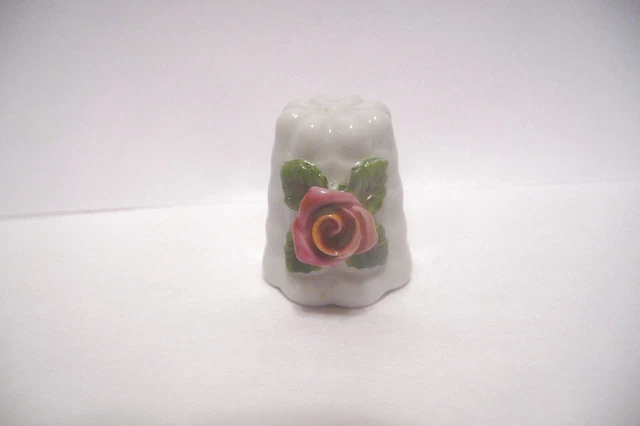 Thimble Lindner Porzellan Bavaria & Signed Beautiful Red Rose Afffixed