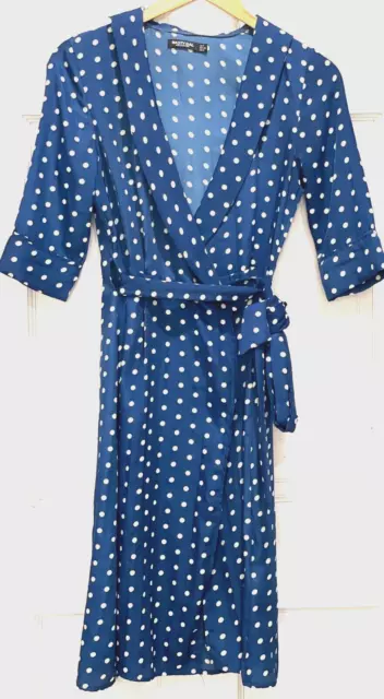 NASTY GAL Collection Blue Polka Dot Women's Dress Size:4