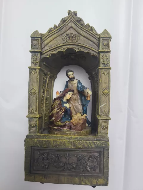 St. Nicholas Square Music Box Nativity Scene Holy Family Silent Night Holy Night
