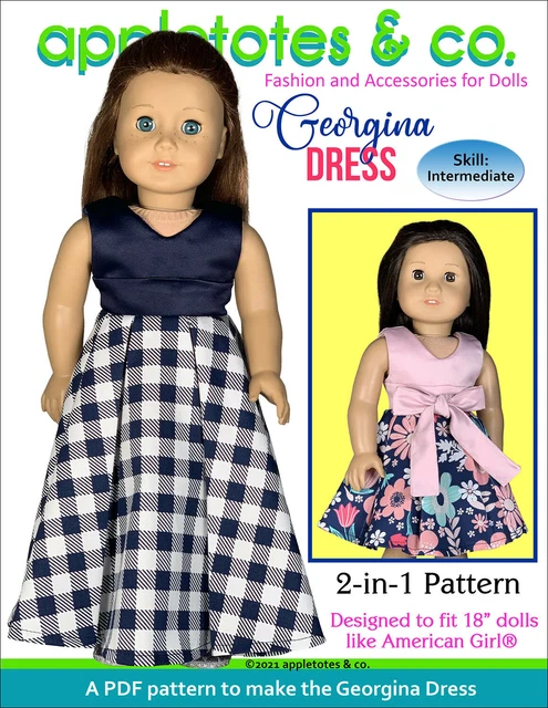 18" Doll Sewing Pattern - Georgina Dress Sewing Pattern for American Girl Dolls