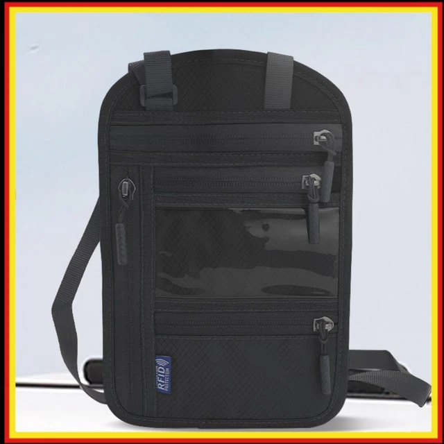 Maiiu Portafoglio Da Viaggio Con Blocco RFID - Organizer Per Passaporto In Nylon Blu Scuro, Leggero Con Cinturino, Antifurto