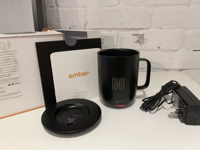 Ember Mug 2 Temperature Control 14oz Smart Mug Coffee Cup, Black, “BMB” monogram