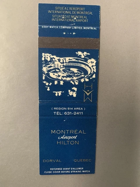 Vintage Montreal Hilton Hotel Dorval Quebec Canada Matchbook Cover Aeroport Vtg