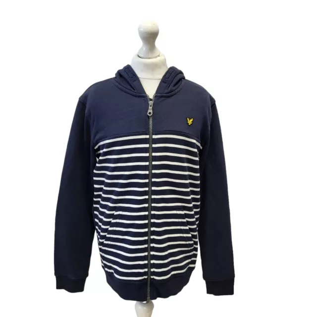 Top/Giacca Lyle & Scott Track con cappuccio cerniera intera blu bianco ragazzi età 10-11 anni G688