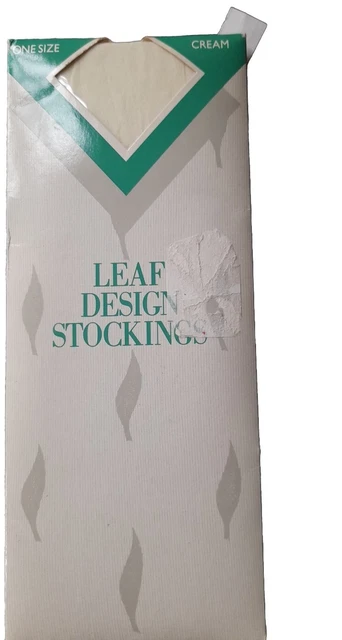 Vintage Leaf Design Stockings. One Size. Cream