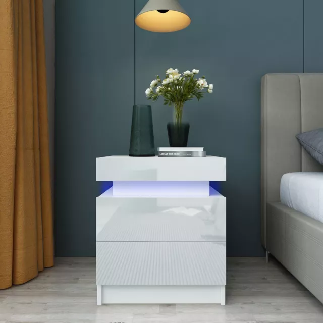 Coloful LED Light Bedside Table Large Capacity Storage Cabinet With 2 7332 SD
