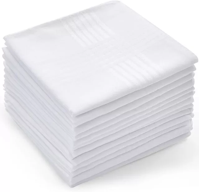 100PC Mens HANDKERCHIEFS 100%Pure Cotton Pocket Square Hanky Handkerchief White