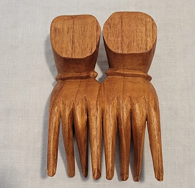 Buddha Mudra Hands Wood Art Carving Meditation Jewelry Display Business Cards