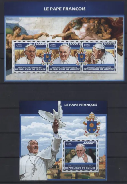 Guinea 2013 - Pope Francis - Pope Francis - No. 10189-91 + Block 2324 **