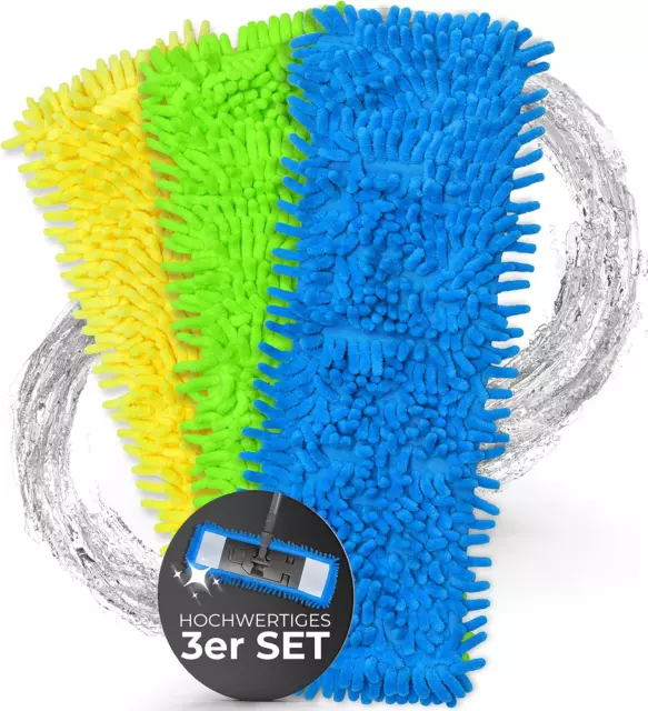 Wischbezug aus Mikrofaser 3er Set Flauschige Chenille Ersatz-Bezug Größe 40 cm