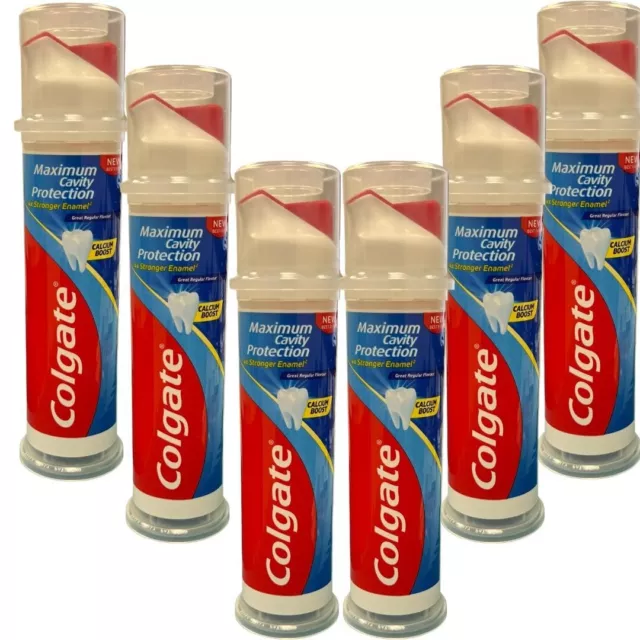 6x Colgate Hohlraumschutzpumpe Zahnpasta mit Fluorid & Kalzium 100ml
