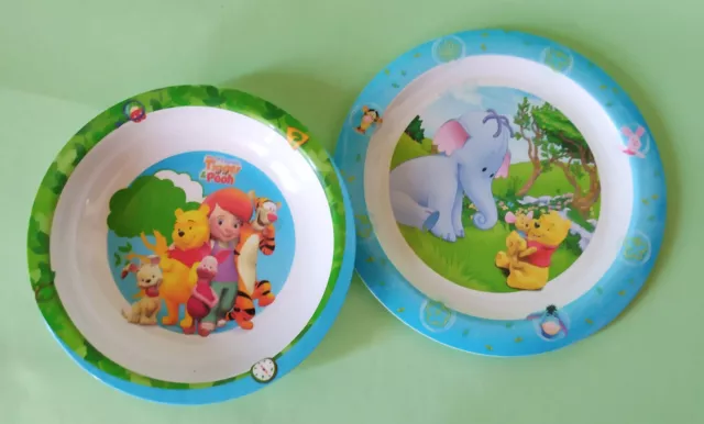 N. 2 PIATTI TIGER & WINNIE THE POOH Disney Plastica Melanina