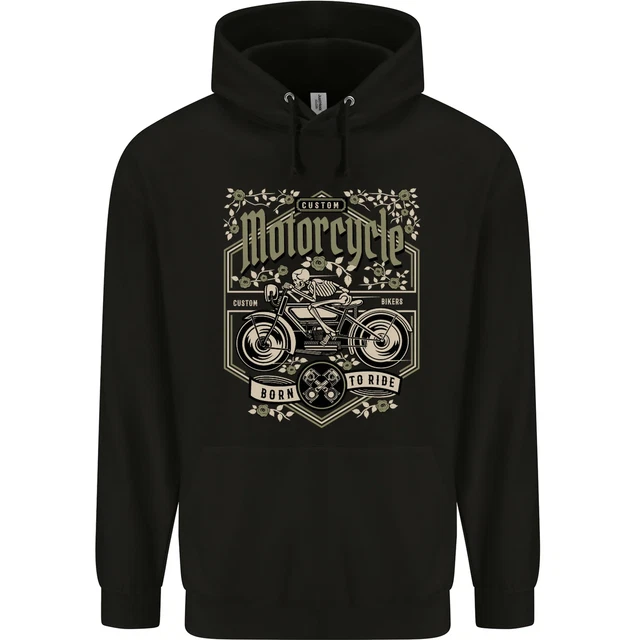 Custom Motorcycle Biker Motorbike Mens 80% Cotton Hoodie