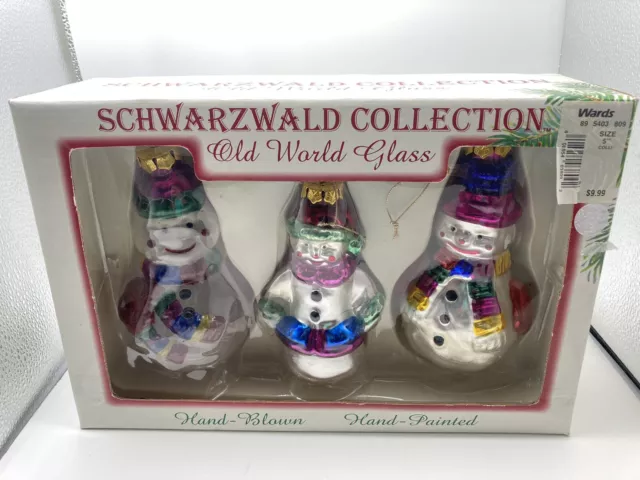 Vintage Schwarzwald Old World Hand Blown Glass Set 3 Christmas Ornaments