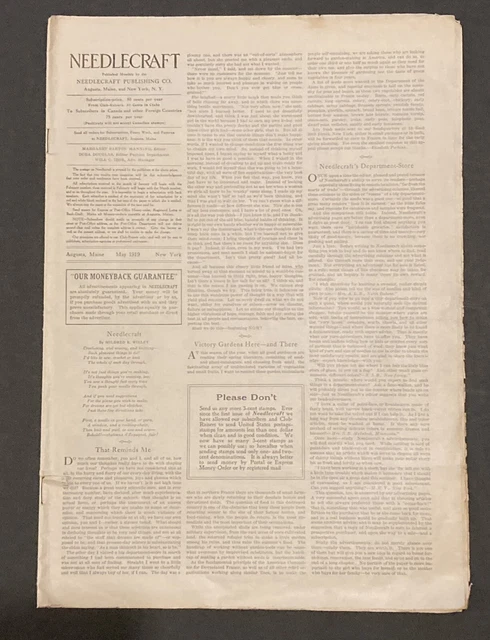 1919 Needlecraft Monthly Publication May Edition Needlecraft Recipes Ads Fashion