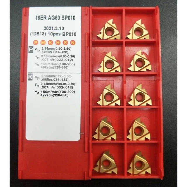Precision Cutting with 10pcs 16ER AG60 External Thread Carbide Blade Inserts